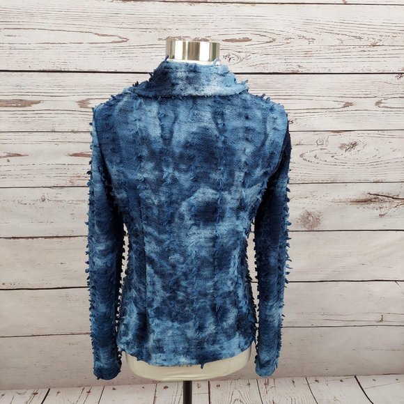 Isle Apparel Fringed Blazer Jacket Blue S - Picture 4 of 11